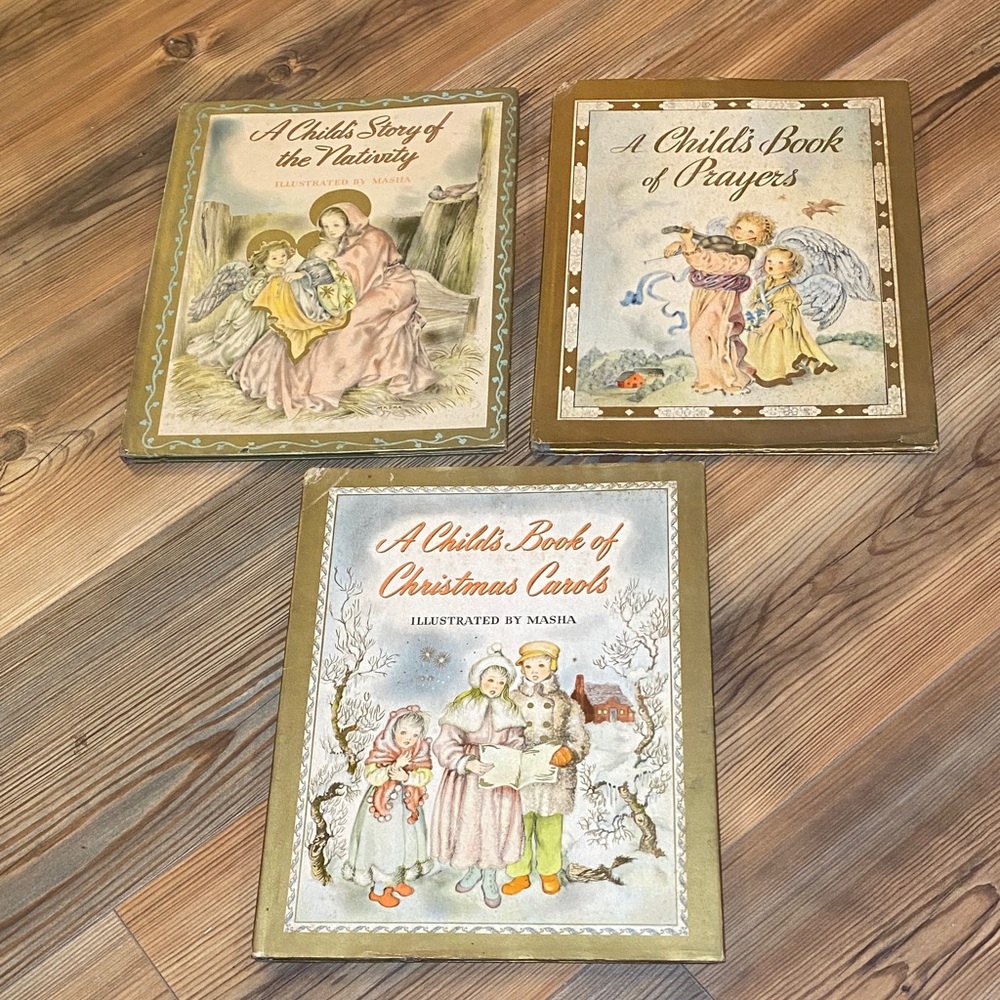 Vtg 40s Children’s books illustrated by Masha A Child’s Book of Christmas Carols